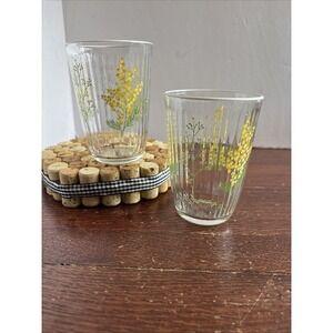 Set of 2 New Rakle Floral Mimosa Glasses 13.36 Oz. Made In Turkey 4.5" Optic